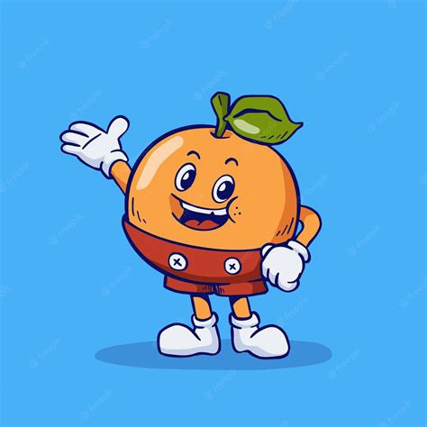 Premium Vector | Cute orange mascot hand drawing cartoon illustration