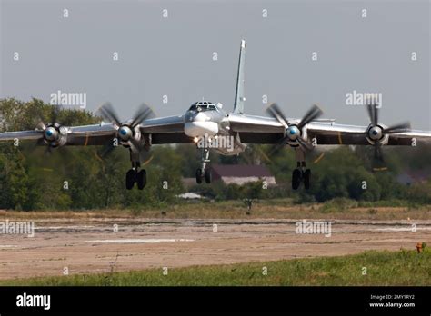 Tupolev Tu-95 Bear heavy bomber Bomber jet of the Russian Air Force at the Ryazan Engels Air ...