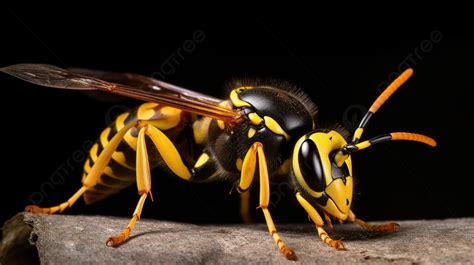 Yellow And Black Hornet Sitting On Some Wood Background, Yellow Jacket Picture, Yellow, Jacket ...