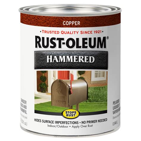 Rust-Oleum Stops Rust 1 qt. Low VOC Protective Enamel Hammered Copper Interior/Exterior Paint (2 ...