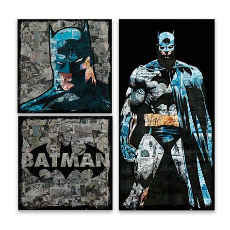 EntertainArt 3 Pack DC Comics Batman Metallic Printed Canvas Wall Art ...