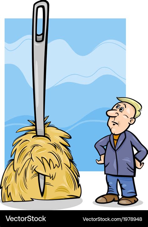 Needle in a haystack saying cartoon Royalty Free Vector