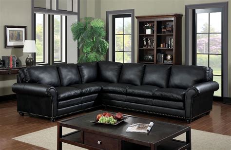Payette 6808 Black Nailhead Trim Sectional Sofa | Leather couches living room, Living room ...