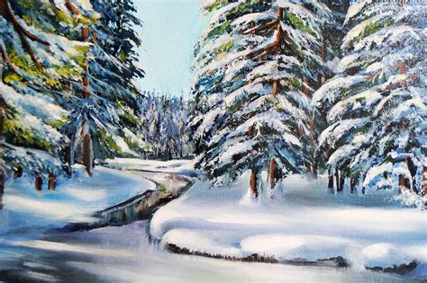 Alaska Original Art Winter Landscape Painting Winter Forest | Etsy