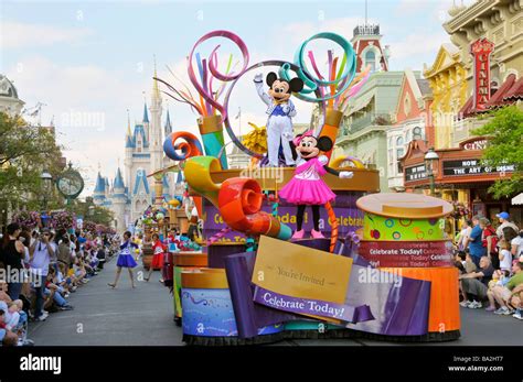 Mickey Mouse and Minnie Mouse on Float in Parade at Walt Disney Magic ...