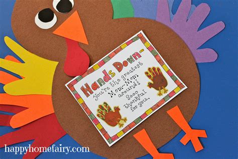 Thankful Handprint Turkey Craft - FREE Printable - Happy Home Fairy