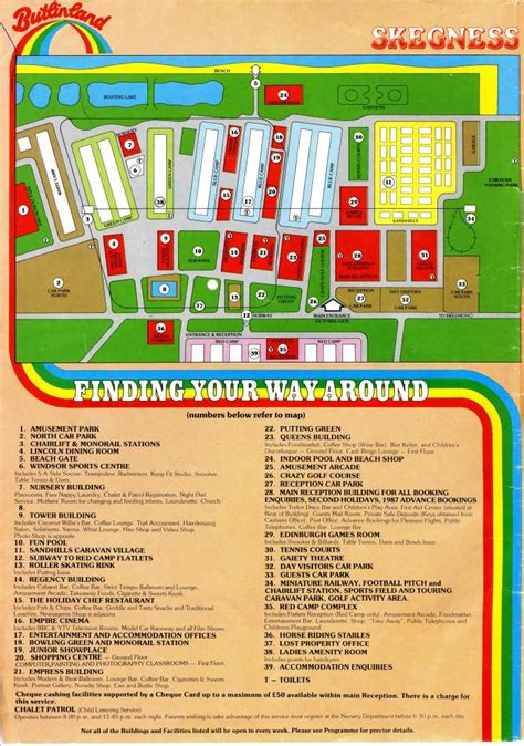 Butlins Skegness Map from 1986