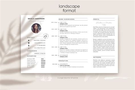 Portfolio Resume Template landscape | Portfolio resume, Resume design template, Resume design ...