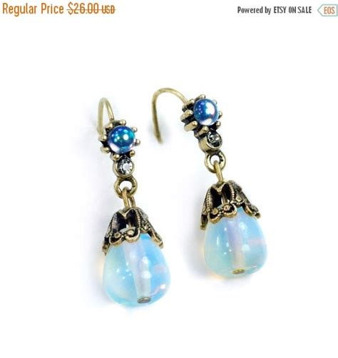 SALE Moonstone Earrings Opal Earrings by ShelleyCooperJewelry