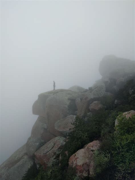 Free Images : sea, coast, rock, silhouette, person, fog, mist, morning, hill, peak, foggy, jump ...