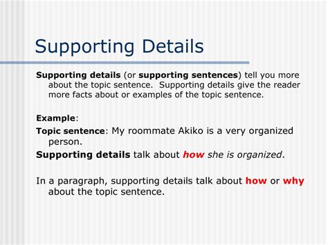 Writing a Paragraph The Topic Sentence Supporting Details - ppt download