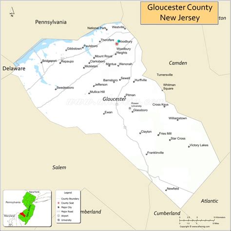 Map of Gloucester County, New Jersey - Where is Located, Cities, Population, Highways & Facts