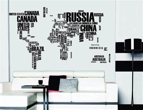 Word World Map Vinyl Wall Sticker - Travel Bible Shop