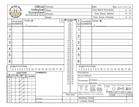 23 Volleyball Score Sheet - Free to Edit, Download & Print | CocoDoc