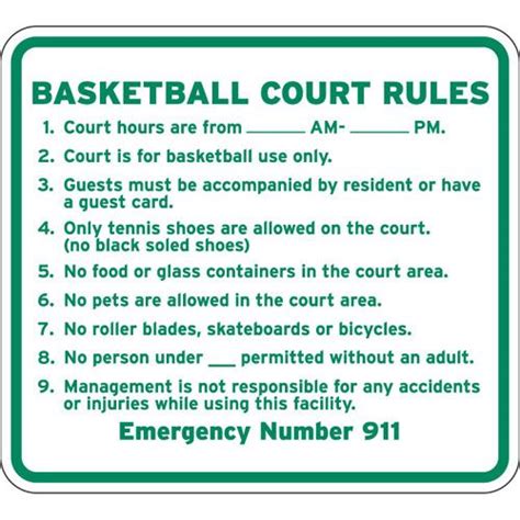 Basketball Court Rules Landscape Wall Sign | ubicaciondepersonas.cdmx ...