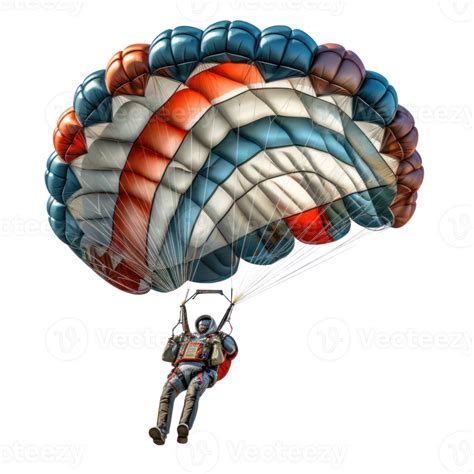 a skydiver flying with an open parachute, isolated 33320711 PNG