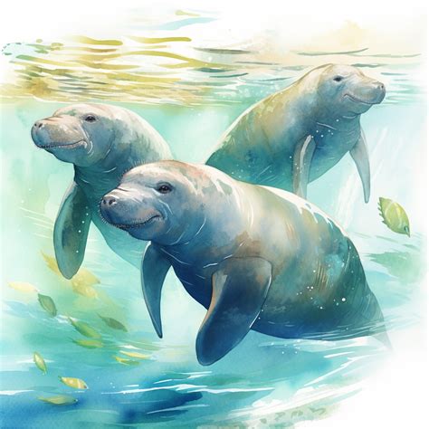 Manatee Smiles Watercolor - Galt Ocean Designs