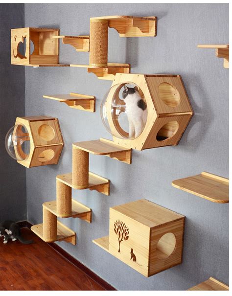 Cat Climbing Frame Pet Cat Tree House Wood Kitten Jumping Platform DIY Pet Furniture Tree House ...