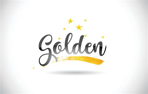 Golden Word Vector Text with Golden Stars Trail and Handwritten Curved ...