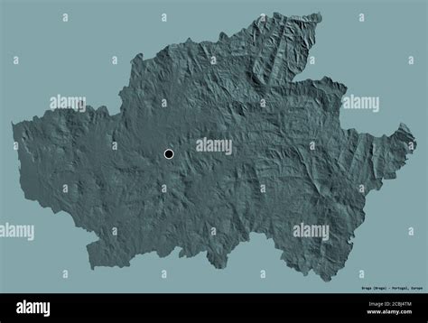 Shape of Braga, district of Portugal, with its capital isolated on a ...