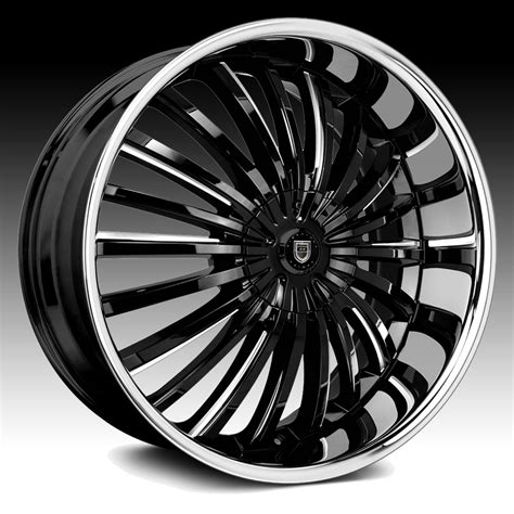 Lexani Royal Gloss Black Milled and Chrome Lip Custom Wheels Rims ...