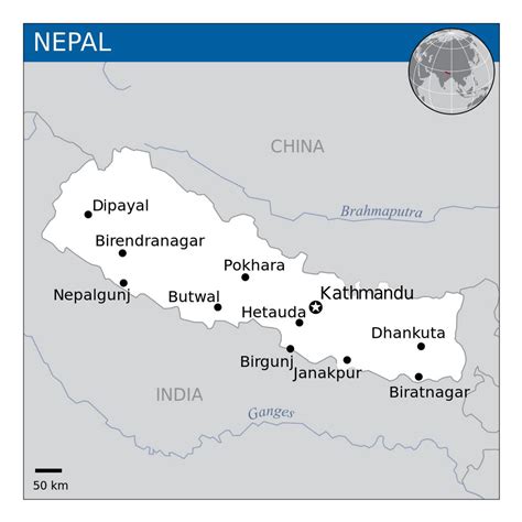 Map of Nepal with major cities | Nepal | Asia | Mapsland | Maps of the ...