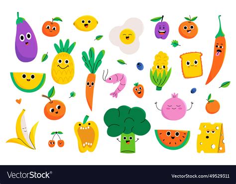 Cartoon food characters collection Royalty Free Vector Image