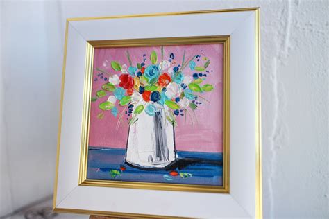 Floral Oil Painting Original Framed Flower Bouquet Small Oil - Etsy