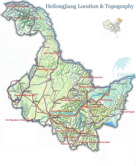 Heilongjiang Location & Topography Map | Geography map, Topography map, Map