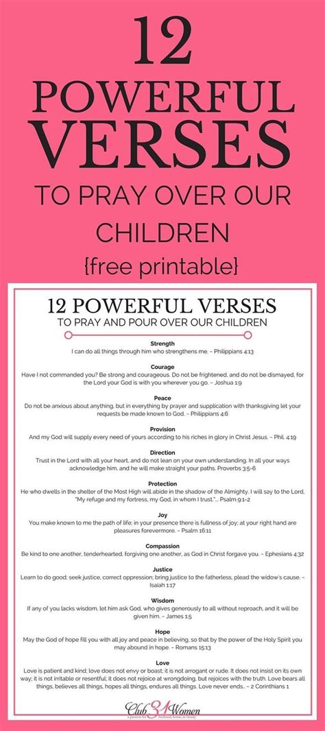 12 Powerful Verses to Pray Over Our Children {with free printable ...