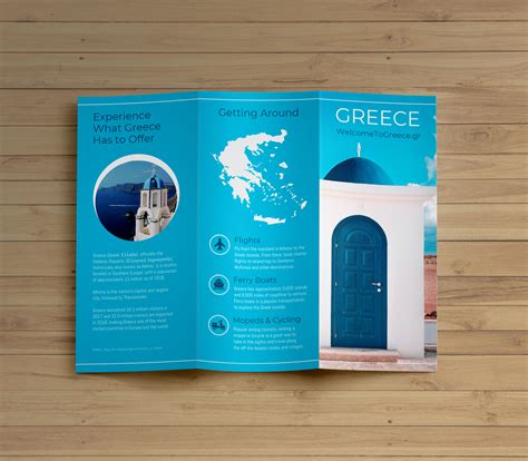 Creative Blue Greece Travel Trifold Brochure Idea -- Venngage Brochure ...