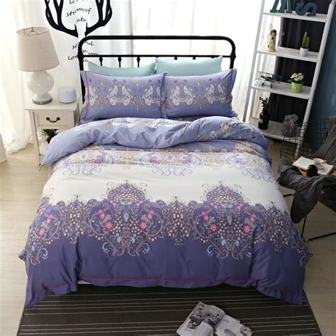 TUTUBIRD 100% cotton purple blue Boho Bohemian bed linen bedding set ...