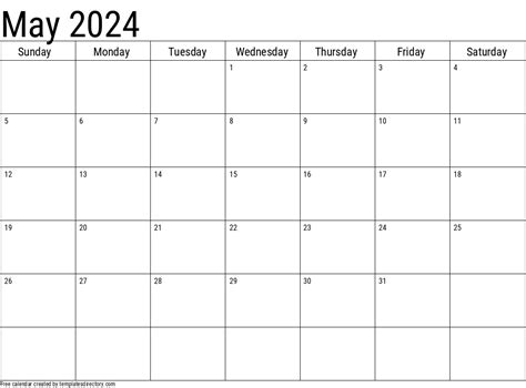 2024 May Calendar Template