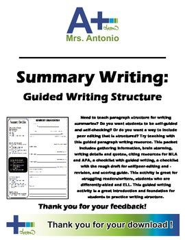 A+ Summary Writing - Guided Writing Structure by Mrs A Plus | TpT