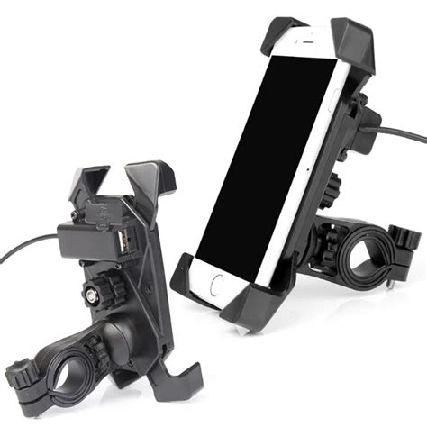 Universal Motorcycle Charger Cell Phone Mount Holder Clamp with USB Charger For Electric Bicycle ...