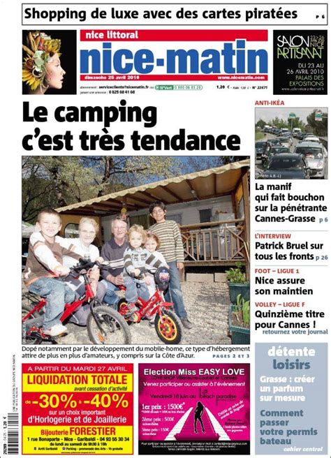 Journal Nice-Matin (France). Les Unes des journaux de France. Édition ...