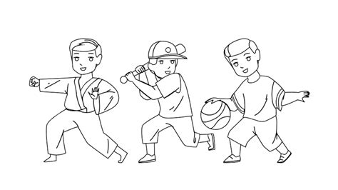 Kids Play Sports Vector PNG Images, Boys Kids Playing And Training ...