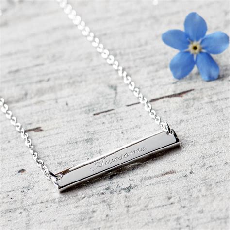 awesome engraved bar necklace in sterling silver by narrate ...