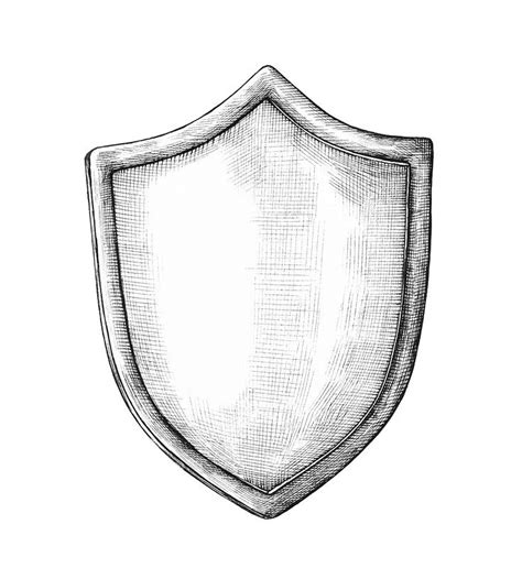 a black and white drawing of a shield