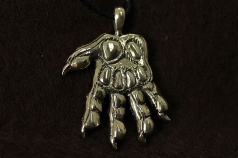 Werewolf paw pendant bronze necklace