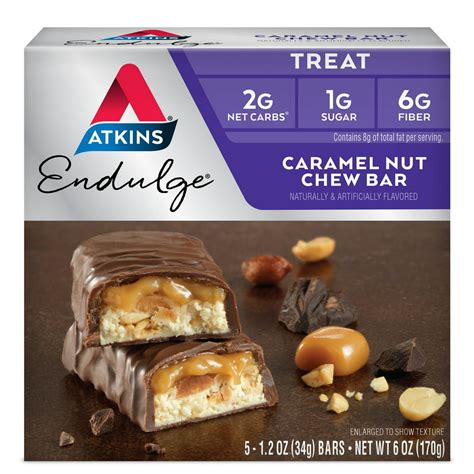 Atkins Endulge Treat, Caramel Nut Chew Bar, Keto Friendly, 5 Count - Walmart.com - Walmart.com