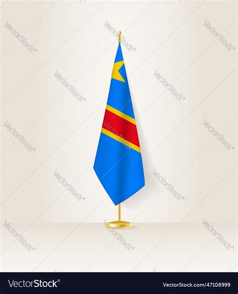 Dr congo flag on a flag stand Royalty Free Vector Image