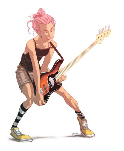 Bass girl, Guillaume Poitel on ArtStation at http://www.artstation.com/artwork/bass-girl Pose ...