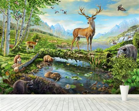 Wildlife Splendor US wallpaper mural room setting | Painting, Poster ...