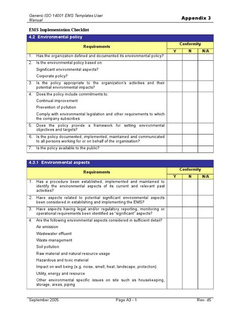 ISO 14001 Audit Checklist - 01.doc | Audit | Business