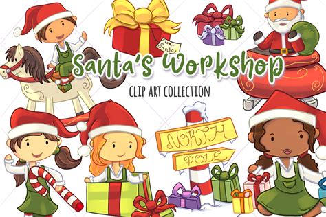 Santa's Workshop Clip Art Collection Graphic by Keepinitkawaiidesign ...