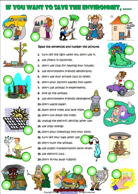 Imperative Sentences about Environment ESL Worksheet | Pollution activities worksheets ...