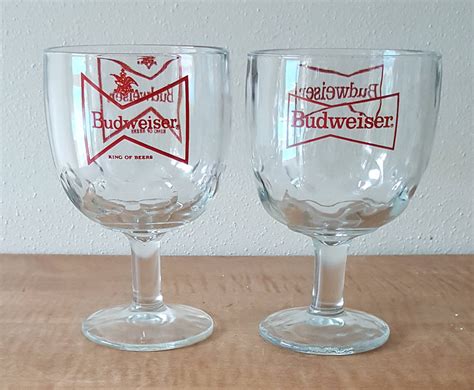 Budweiser Beer Glass Set of 2~Budweiser Schooner~Budweiser Chalice King of Beers Promotional ...