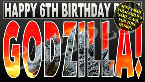 Godzilla Godzilla banner Happy Birthday Banner Birthday | Etsy