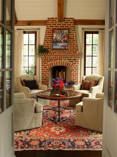 beautiful brick fireplace - Yahoo Image Search Results | Brick living room, Trendy living rooms ...